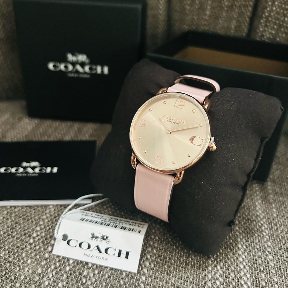 NWT Coach RoseGold Dial Elliot Genuine Leather Strap Watch